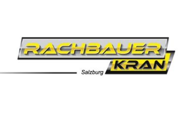 Logo der Firma Rachbauer Kran Salzburg in den Farben gelb, schwarz und silber
